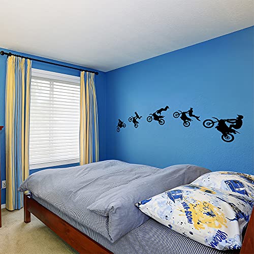 LZYMSZ Calcomanía de Pared para Bicicleta, 62.9 * 15.7'' Vinilo Bicicleta de Montaña Mural Adhesivo Deportes Extremos Arte Silueta Mural para Hombre Niños Habitación (5)