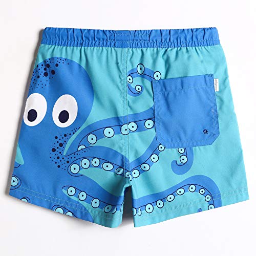 MaaMgic Bañador Niño Ropa de Baño para Natación Secado Rápido Interior de Malla Shorts de Natación 2021, Pulpo-Azul,3 años