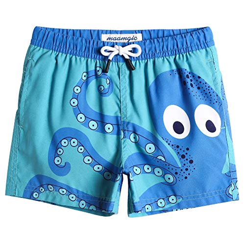 MaaMgic Bañador Niño Ropa de Baño para Natación Secado Rápido Interior de Malla Shorts de Natación 2021, Pulpo-Azul,3 años