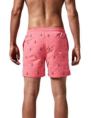 MaaMgic Ropa de Baño para Hombres Bañador para Vacaciones Short de Playa Natación Secado Rápido Piscina Ancla,Rosa Ancla,S