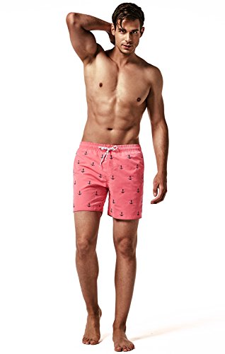 MaaMgic Ropa de Baño para Hombres Bañador para Vacaciones Short de Playa Natación Secado Rápido Piscina Ancla,Rosa Ancla,S