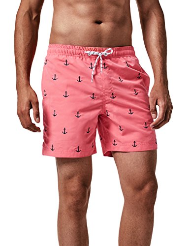 MaaMgic Ropa de Baño para Hombres Bañador para Vacaciones Short de Playa Natación Secado Rápido Piscina Ancla,Rosa Ancla,S