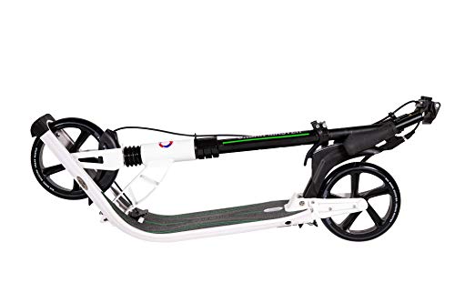 Mad Wheels Big Wheel Kick Scooter Urban Master, Patinete Urbano de Grandes Ruedas de 200 mm, Plegable en 1 Segundo con Freno de Manillar y Doble Suspension para Niños y Adulto (Blanco)