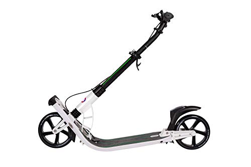 Mad Wheels Big Wheel Kick Scooter Urban Master, Patinete Urbano de Grandes Ruedas de 200 mm, Plegable en 1 Segundo con Freno de Manillar y Doble Suspension para Niños y Adulto (Blanco)