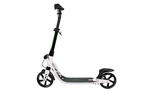 Mad Wheels Big Wheel Kick Scooter Urban Master, Patinete Urbano de Grandes Ruedas de 200 mm, Plegable en 1 Segundo con Freno de Manillar y Doble Suspension para Niños y Adulto (Blanco)