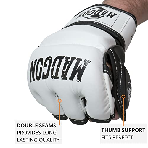 MADGON Guantes MMA con Acolchado Profesional – Guantes de Boxeo con Gran Estabilidad de Muñeca – Guantillas MMA Duraderas para Artes Marciales, Boxeo, Kickboxing, Sparring – Incluye Bolsa