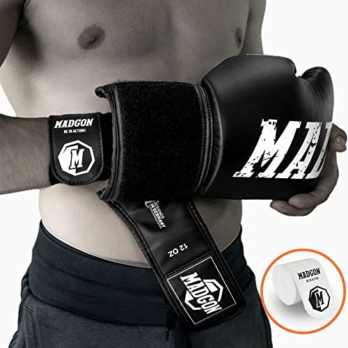 MADGON Vendas Boxeo con Correa de Velcro y Gancho para el Pulgar – 3m / 3,8 m / 4,5m – Vendaje Boxeo Duradero para MMA, Kickboxing, Sparring – Excelente Absorción del Sudor