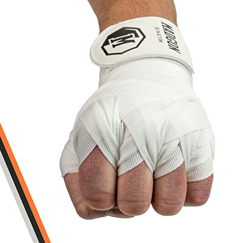 MADGON Vendas Boxeo con Correa de Velcro y Gancho para el Pulgar – 3m / 3,8 m / 4,5m – Vendaje Boxeo Duradero para MMA, Kickboxing, Sparring – Excelente Absorción del Sudor