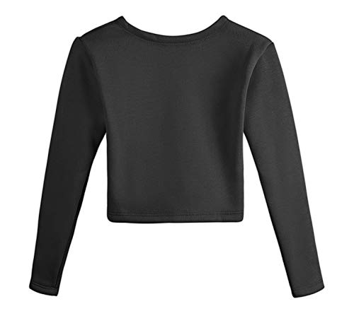 Maillot de ballet para niñas de manga larga para danza de manga larga, suéter de gimnasia, interior de terciopelo, Negro, 4-5 Años