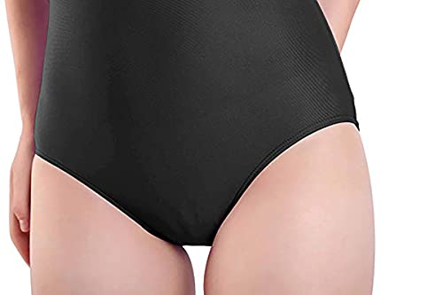 Maillot de Danza Ballet Gimnasia sin Mangas con Correa Ancha, Leotardo Clásico Mujer de Cuello Redondo (Negro, XL)