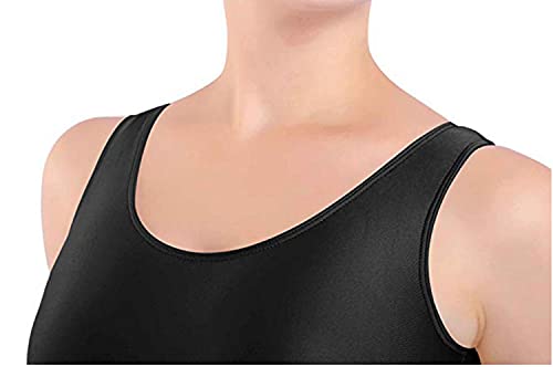 Maillot de Danza Ballet Gimnasia sin Mangas con Correa Ancha, Leotardo Clásico Mujer de Cuello Redondo (Negro, XL)