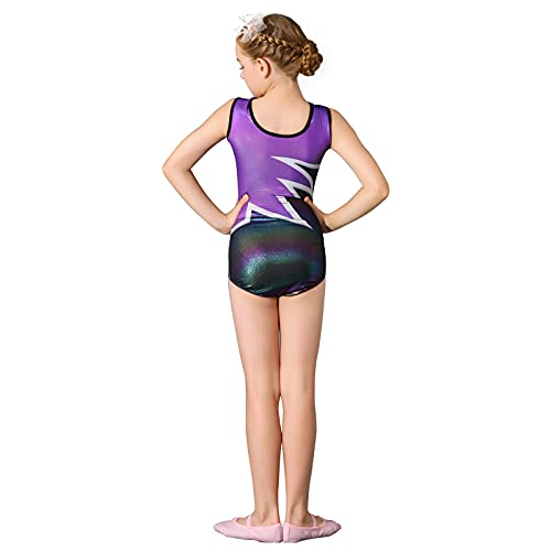 Maillot de Gimnasia Leotardos de Danza Body Ballet Clásico Sin Mangas para Niña Morado 130-140 cm 8-10 Años