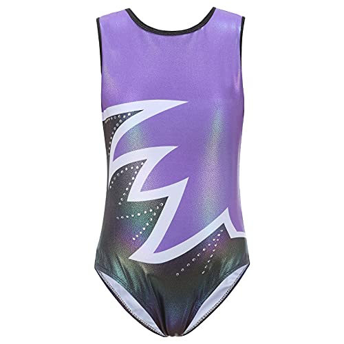 Maillot de Gimnasia Leotardos de Danza Body Ballet Clásico Sin Mangas para Niña Morado 130-140 cm 8-10 Años