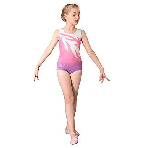 Maillot de Gimnasia Leotardos de Danza Body Ballet Clásico Sin Mangas para Niña Rosa 120-130 cm 6-8 Años