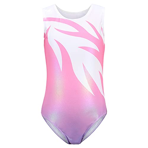 Maillot de Gimnasia Leotardos de Danza Body Ballet Clásico Sin Mangas para Niña Rosa 120-130 cm 6-8 Años