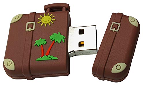 Maleta Retro Vintage Sol y Palmera Viajar 16 GB - Travel Suitcase - Memoria Almacenamiento de Datos – USB Flash Pen Drive Memory Stick - Diseño único y Original