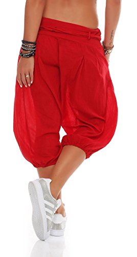 Malito Mujer Pantalón con Cinturón Corto Aladin Yoga Pants 3416 (Rojo)