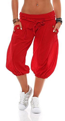 Malito Mujer Pantalón con Cinturón Corto Aladin Yoga Pants 3416 (Rojo)