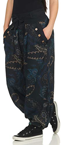 Malito Mujer Pantalón Estampado Yoga Pantalón-Anchos 3485 (Adecuado de la Talla 36 hasta 44, Negro)