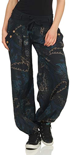 Malito Mujer Pantalón Estampado Yoga Pantalón-Anchos 3485 (Adecuado de la Talla 36 hasta 44, Negro)