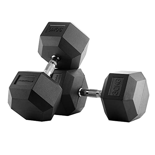 Mancuernas de Goma hexagonales 30 kg (Par) H30 Bodytone