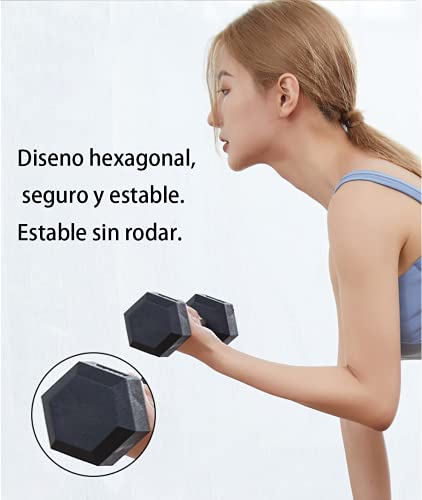 Mancuernas hexagonales ergonómicas con empuñadura de Cromo y Revestimiento de Caucho. 5kg / 7.5kg / 10kg / 12,5kg / 15kg (15KG)