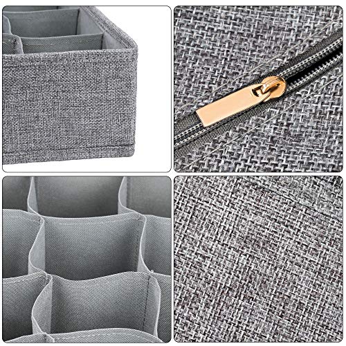 MaoXinTek Organizador de Ropa Interior, Tela de Yute Organizadores Cajón Divisores, Cajas Plegable Organizador de Almacenamiento para Almacenar Calcetines, Bufandas, Sujetador (2 Paquetes)