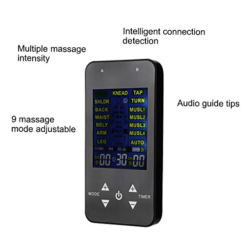 Máquina EMS TENS para aliviar el dolor, máquina de terapia de decenas, estimulador muscular de pulso con masajeador eléctrico con 9 modos de masaje - pantalla LED de alta definición - salida de doble