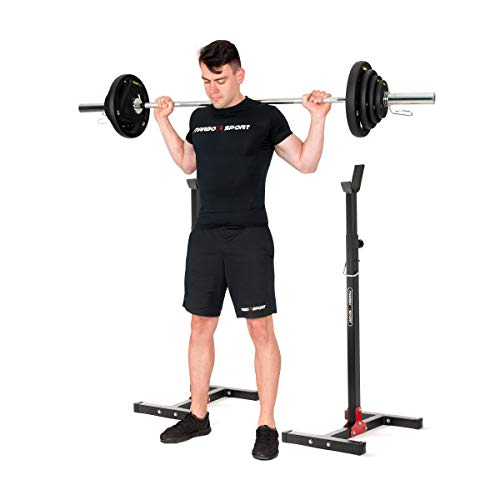 Marbo Sport Set MH25 2.0| banco de pesas ajustable + soporte de pesas MH-S201 + entrenador de piernas + jalón lateral + banco Scott + barra / juego de placas de pesas 113 kg | Made in EU