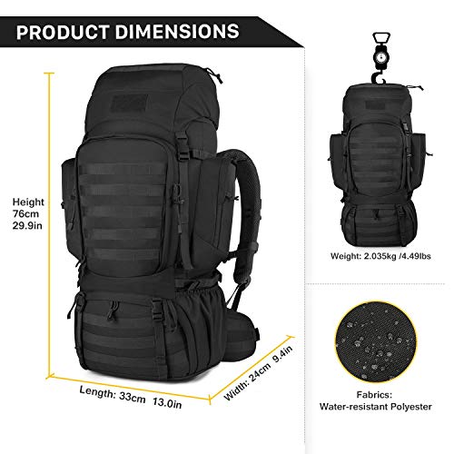 Mardingtop 50L/60L Mochila Táctica Militar Mochilas de Asalto MOLLE de Gran Capacidad Bolsa de Emergencia para Montañismo, Senderismo, Acampada, Caza y Actividad al Aire Libre (Nergo)