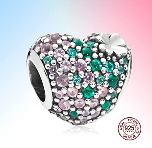 Mar's Designs - 2 Charms Pandora Style Casa Familiar y Corazón con Cristales Plata de Ley | Regalos originales para mujer | Colgantes Compatibles Pulsera Pandora Charm Plata | Regalos para madre