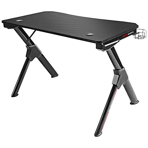 Mars Gaming MGD, Mesa Gaming Ergonómica, Soporte Cascos+Botella, 110x60cm, Negro