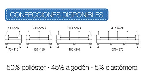 Martina Home Emilia, Funda Elástica para Sofá de 3 Plazas, Gris, de 180 a 240 cm de ancho