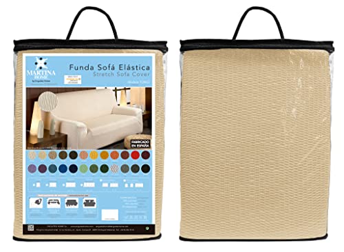 Martina Home Tunez Funda Elástica para Sofá, Tela, Beige, 3 Plazas (180-240 cm)