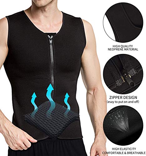 Martiount Chaleco Sauna Deportivo Hombre Faja Reductora Adelgazante Camiseta Neopreno con Cremallera para Sudoración Deporte Fitness XL