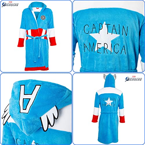 Marvel Bata Hombre Forro Polar con Capucha Superhéroes Avengers Hulk o Capitán América, Ropa Hombre Invierno, Batas de Casa Unisex, Regalos para Hombres Fans de Comics (M, Captain America)