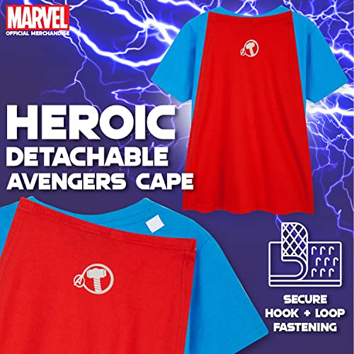 Marvel Camiseta Niño, Ropa Niño 100% Algodon, Camisetas Niño con Capa de Superheroes, Merchandising Oficial Regalos para Niños y Adolescentes 4-14 Años (7-8 Años, Azul Claro)