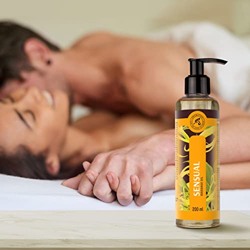 Masaje Sensual 200ml - 100% Natural Ylang Ylang Aceite y Jojoba Aceite para Masaje Erótico - Maravilloso Olor - Cosméticos Naturales - Aceite para Masaje Sensible