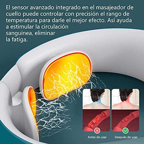 masajeador cervical, masajeador de cuello eléctrico, terapia electromagnética profunda, aliviar el dolor de los músculos del cuello, función de calefacción, oficina en casa