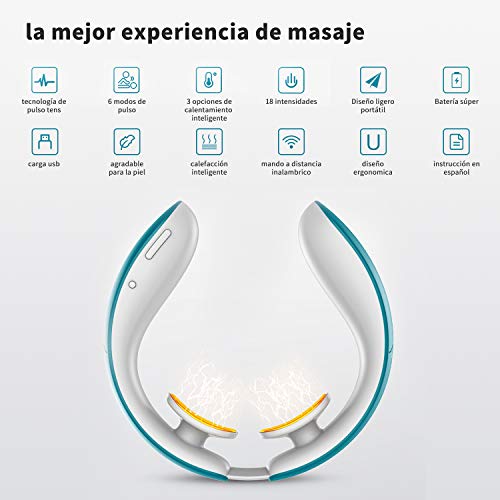 masajeador cervical, masajeador de cuello eléctrico, terapia electromagnética profunda, aliviar el dolor de los músculos del cuello, función de calefacción, oficina en casa