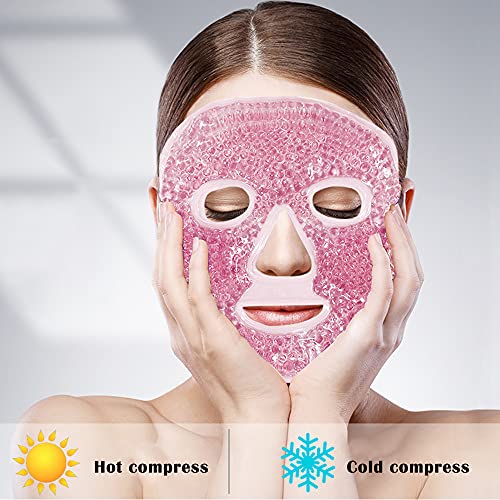 Máscara gel, Máscara fría, Gel mascarilla de relajación, mascarilla reutilizable de perlas de gel de compresas frías y calientes para ojeras, ojos secos, dolor de cabeza, fatiga facial