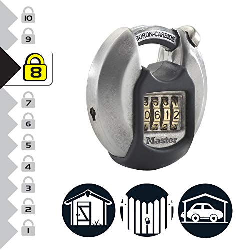 MASTER LOCK Candado Redondo Alta Seguridad [Combinacion] [Acero Inoxidable] [Exterior] M40EURDNUM - Ideal para Portales, Garages, Sótanos