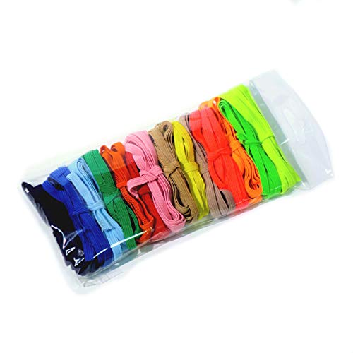 Matsa Pack 14 Cordones Mascarillas, Banda Plana 6mm, Cuerda Goma Elástica Costura, Manualidades, DIY, Ropa, Bricolaje (2m por Color, 28 Metros), Multicolor, Único