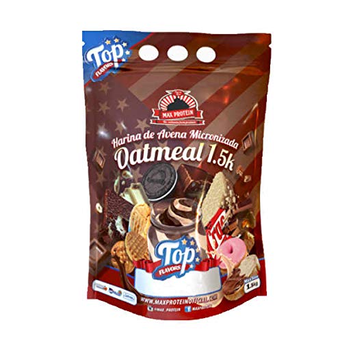 Max Protein Harina de Avena Top Flavors (Oatmeal) - 1,5 Kg Turrón Crujiente de Choco Blanco