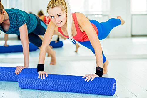 Maximo Fitness Rodillo de Espuma Largo – 6 x 36 Pulgadas (15 cm x 90 cm) – Tipo Trigger Point Herramienta de Auto Masaje para Casa, Gimnasia, Pilates, Yoga – Instrucciones Incluidas. (Blue)