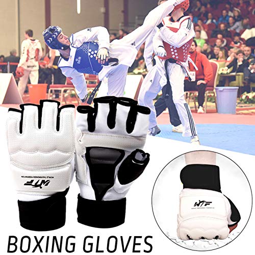 Media Finger Taekwondo Guantes WTF Capacitación Martial Arts Boxeo Scarring Punch Bag Mitts MMA Luchando Karate Fighting Gear Gear Gear PU Cuero Muñeca Envolturas Guantes para Hombres Mujeres Niño