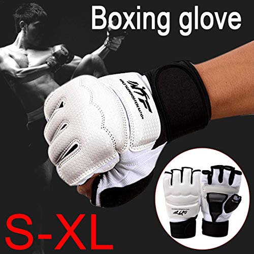 Media Finger Taekwondo Guantes WTF Capacitación Martial Arts Boxeo Scarring Punch Bag Mitts MMA Luchando Karate Fighting Gear Gear Gear PU Cuero Muñeca Envolturas Guantes para Hombres Mujeres Niño