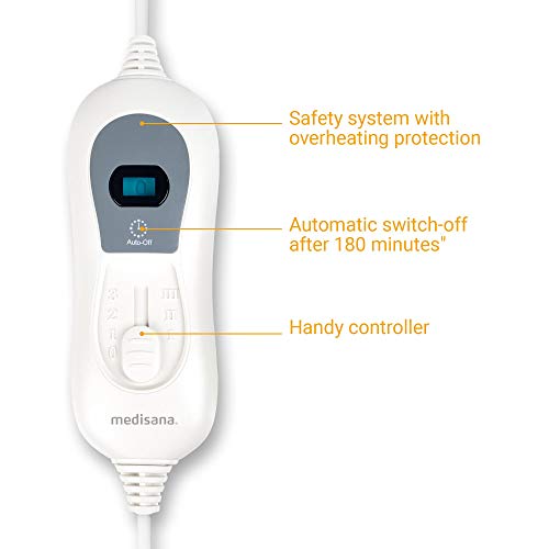 Medisana HU 665 Calienta Camas Eléctrico con 3 Ajustes de Temperatura, Blanco Nieve, 150 x 80 cm