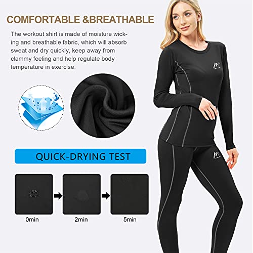 MeetHoo Conjunto Térmico Mujer Ropa Interior Termica Conjunto Camisetas Manga Larga + Pantalones Interiores Termicos Mujer Invierno Deporte para Esqui