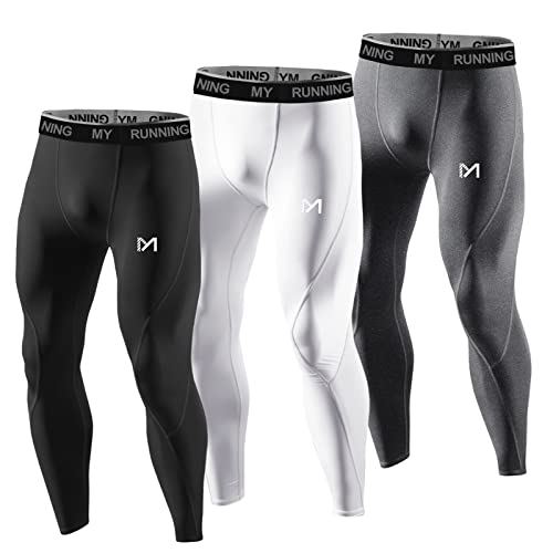 MEETYOO Leggings Hombre, Pantalón de Compresión Secado Rápido Pantalones Deporte Mallas Largas para Running Fitness Yoga